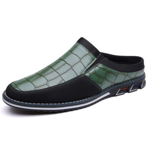 Men's Half-Slipper Leather Shoes Back Strap Slippers Big Size Toe-Covered Slippers