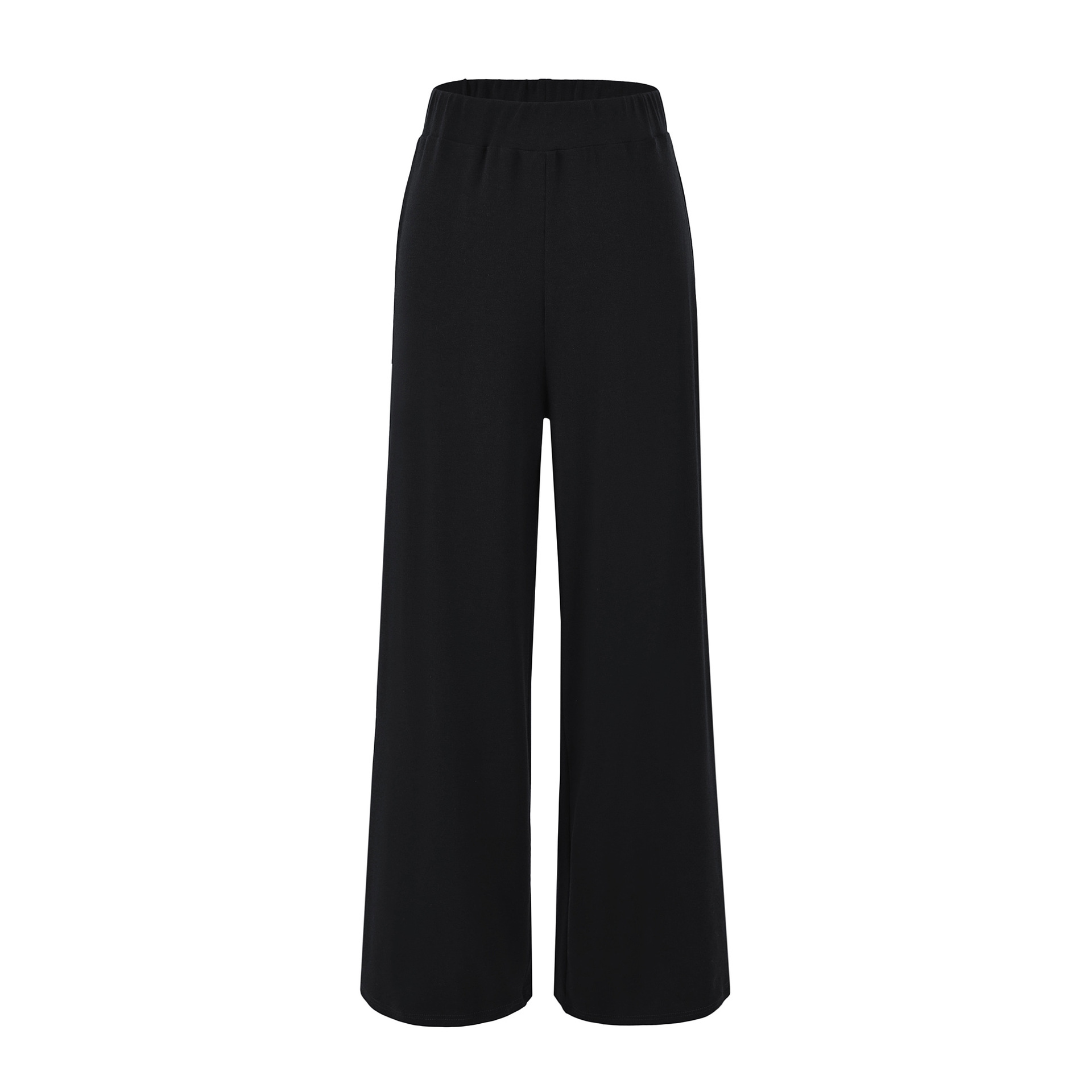 Long Sleeve Cross V-Neck T-Shirt and Elastic Waist Drape Wide Leg Pants Two Piece Set - Image 11