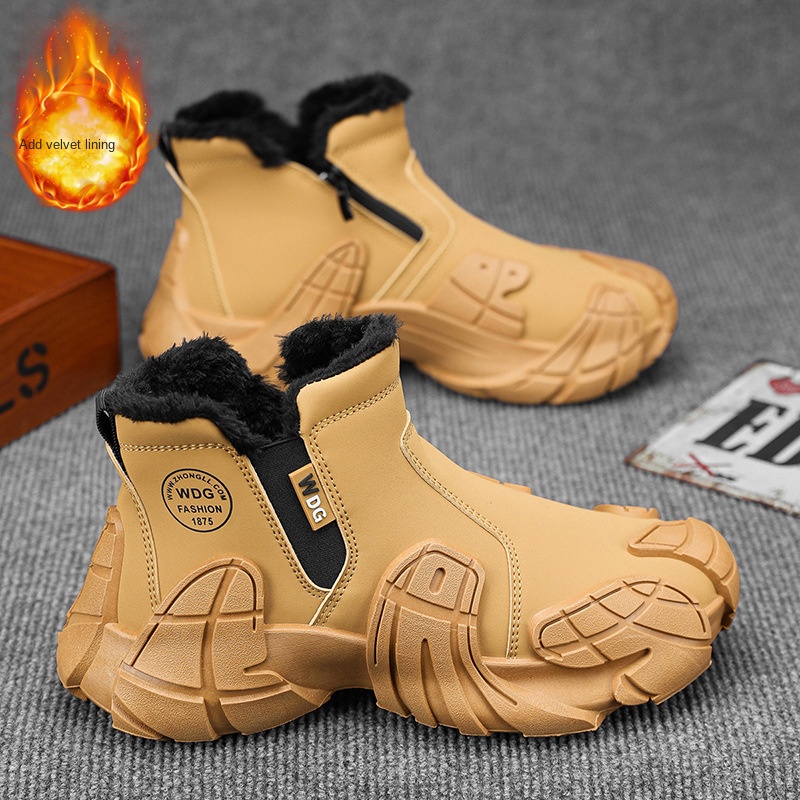Men's waterproof and anti slip labor protection Martin boots with plush cotton shoes - Image 9