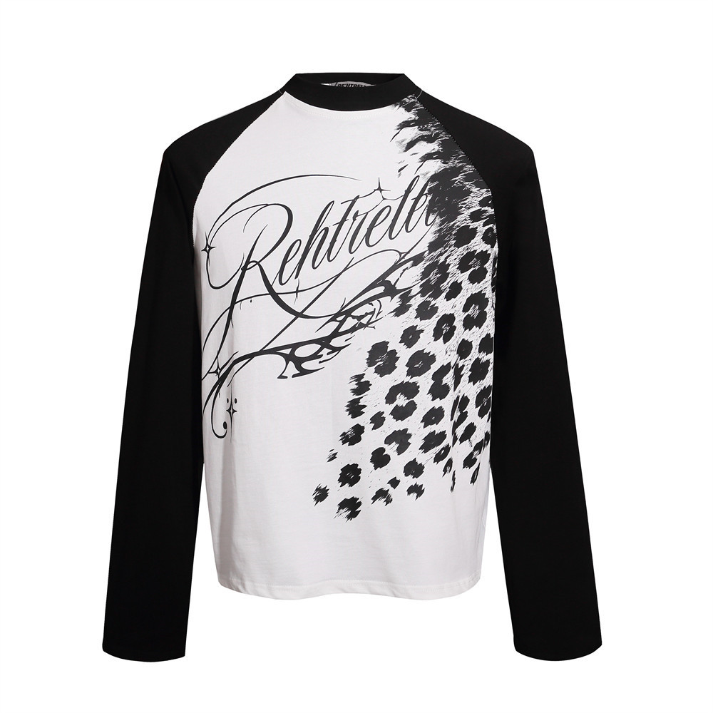 Men's Casual Leopard Print Color Block Long Sleeve Raglan Round Neck T-Shirt - Image 6