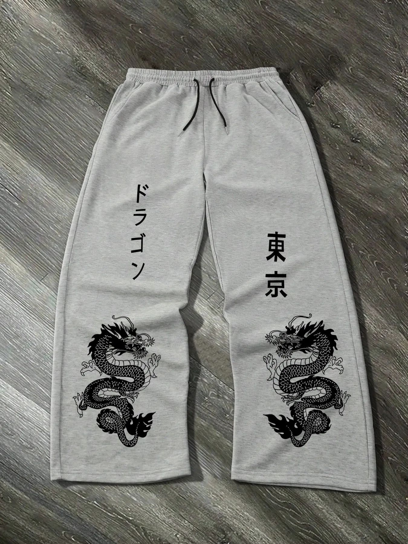 Print Drawstring Wide-leg Sweatpants for Men Women - Image 8