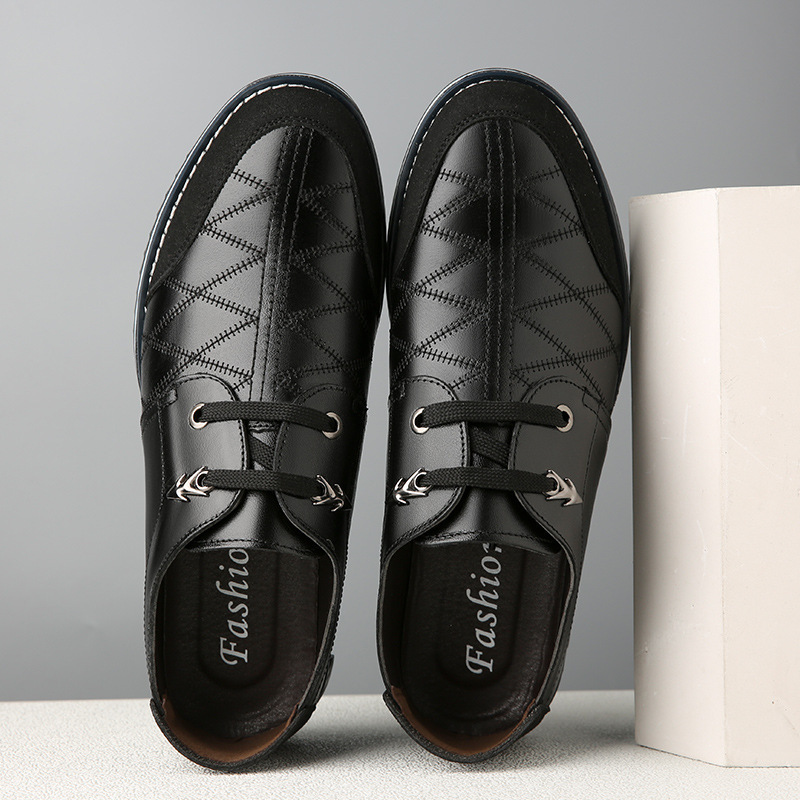 Men's shoes, men's trendy shoes, Korean version, trendy British, versatile, soft sole, non tied casual leather shoes - Image 2