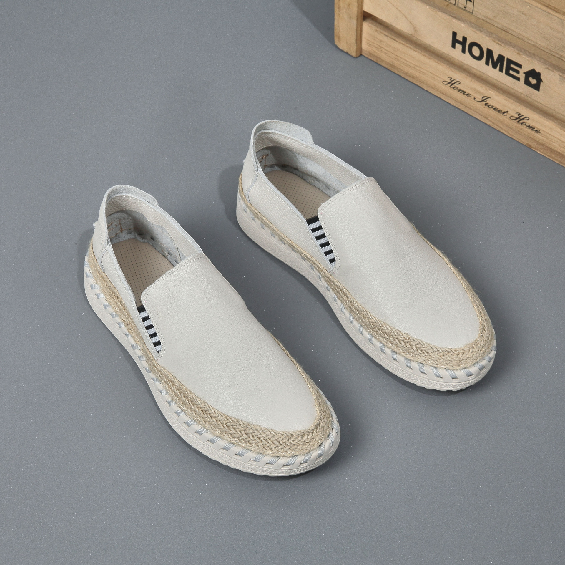 Handmade leather sewn massage shoe toe layer cowhide casual fisherman one foot men's shoes - Image 6