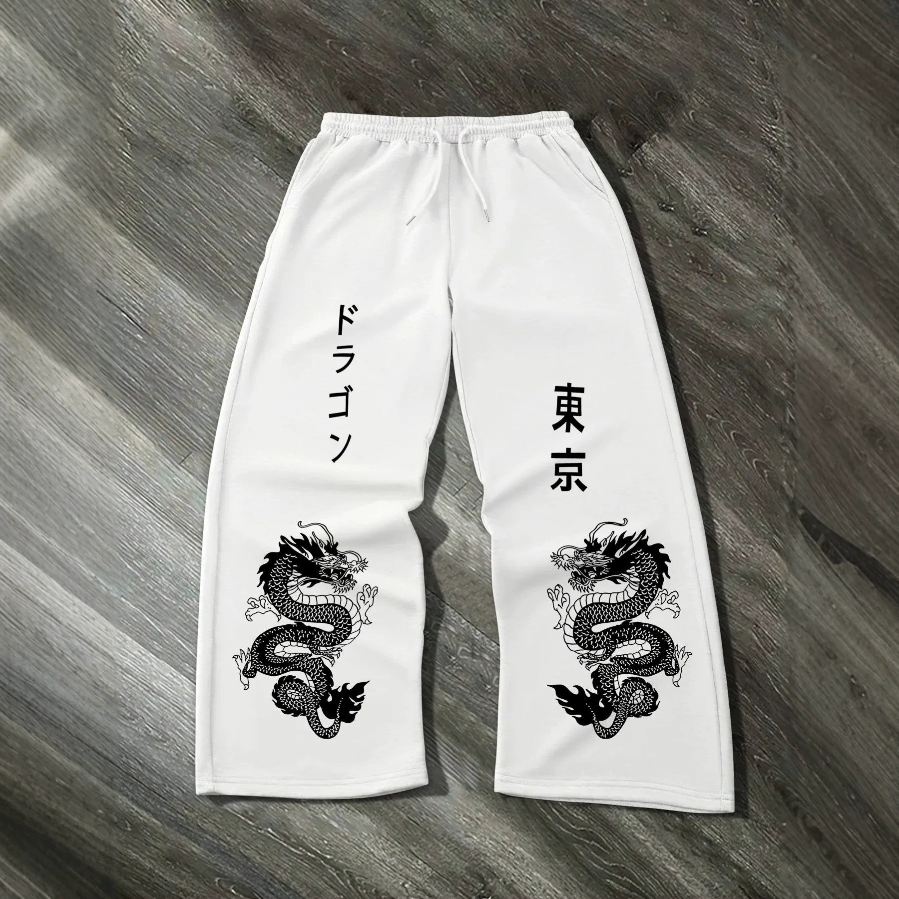 Print Drawstring Wide-leg Sweatpants for Men Women - Image 3