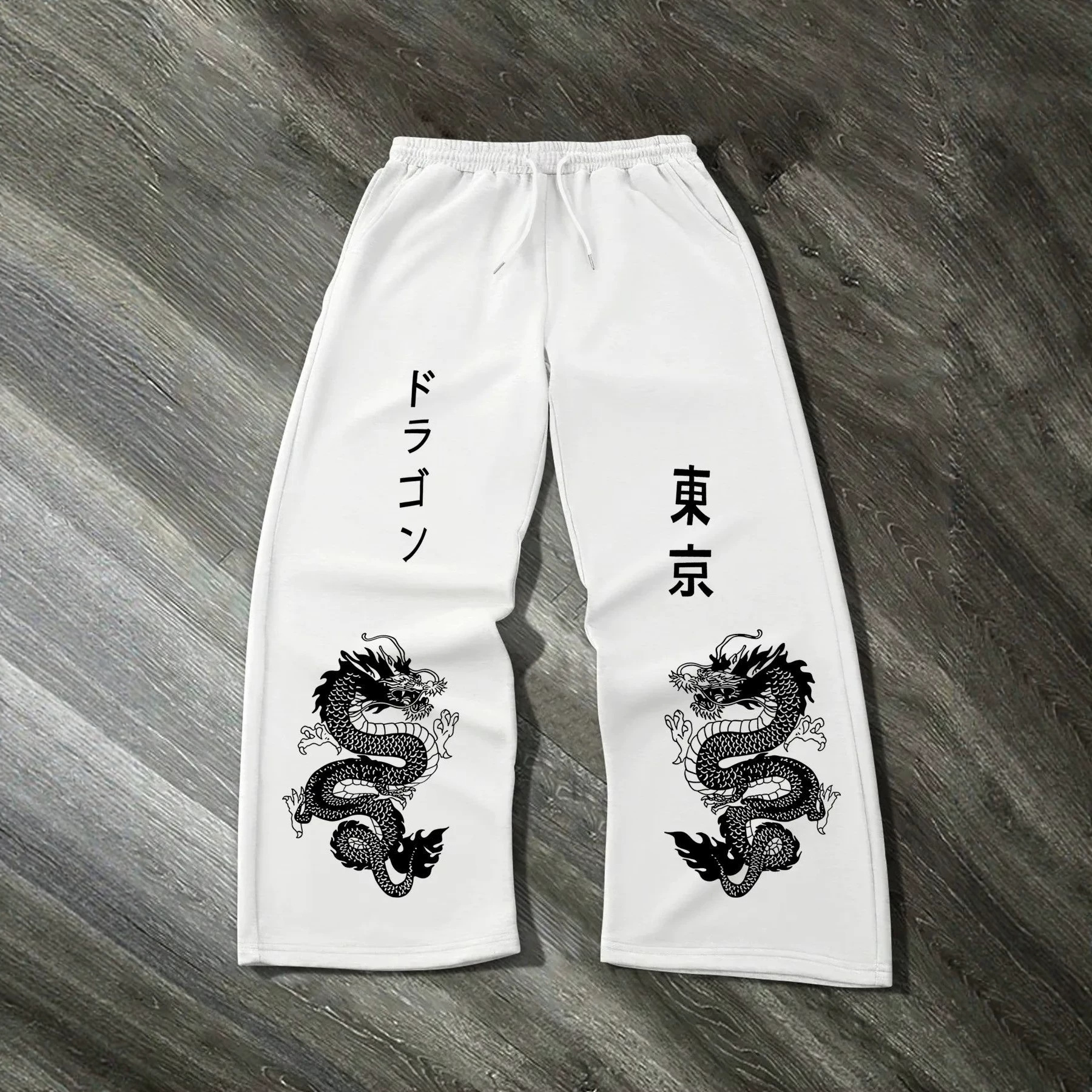 Print Drawstring Wide-leg Sweatpants for Men Women - Image 5