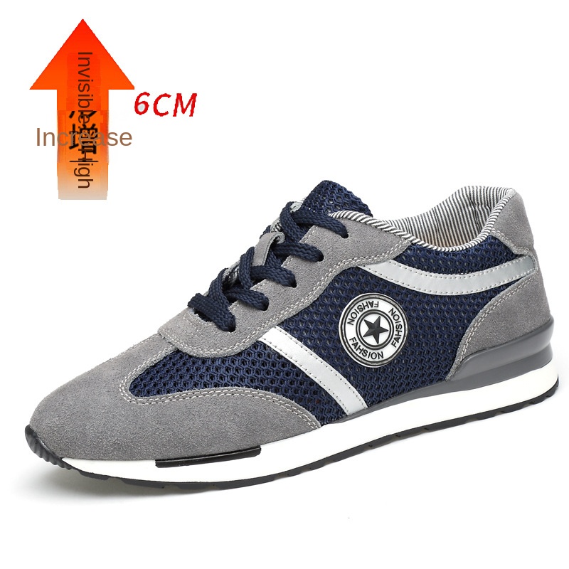 Men's Sports Casual Shoes Korean Style Men's Shoes Hidden Internal Height Increase 8CM Suede Vintage Running Shoes Men - Image 12