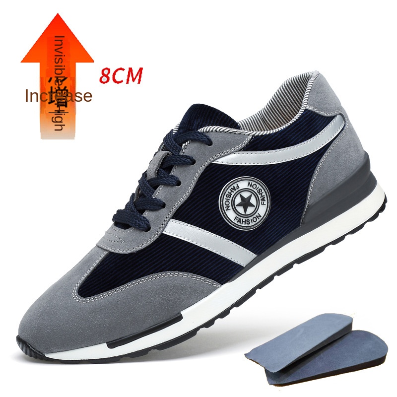 Men's Sports Casual Shoes Korean Style Men's Shoes Hidden Internal Height Increase 8CM Suede Vintage Running Shoes Men - Image 9