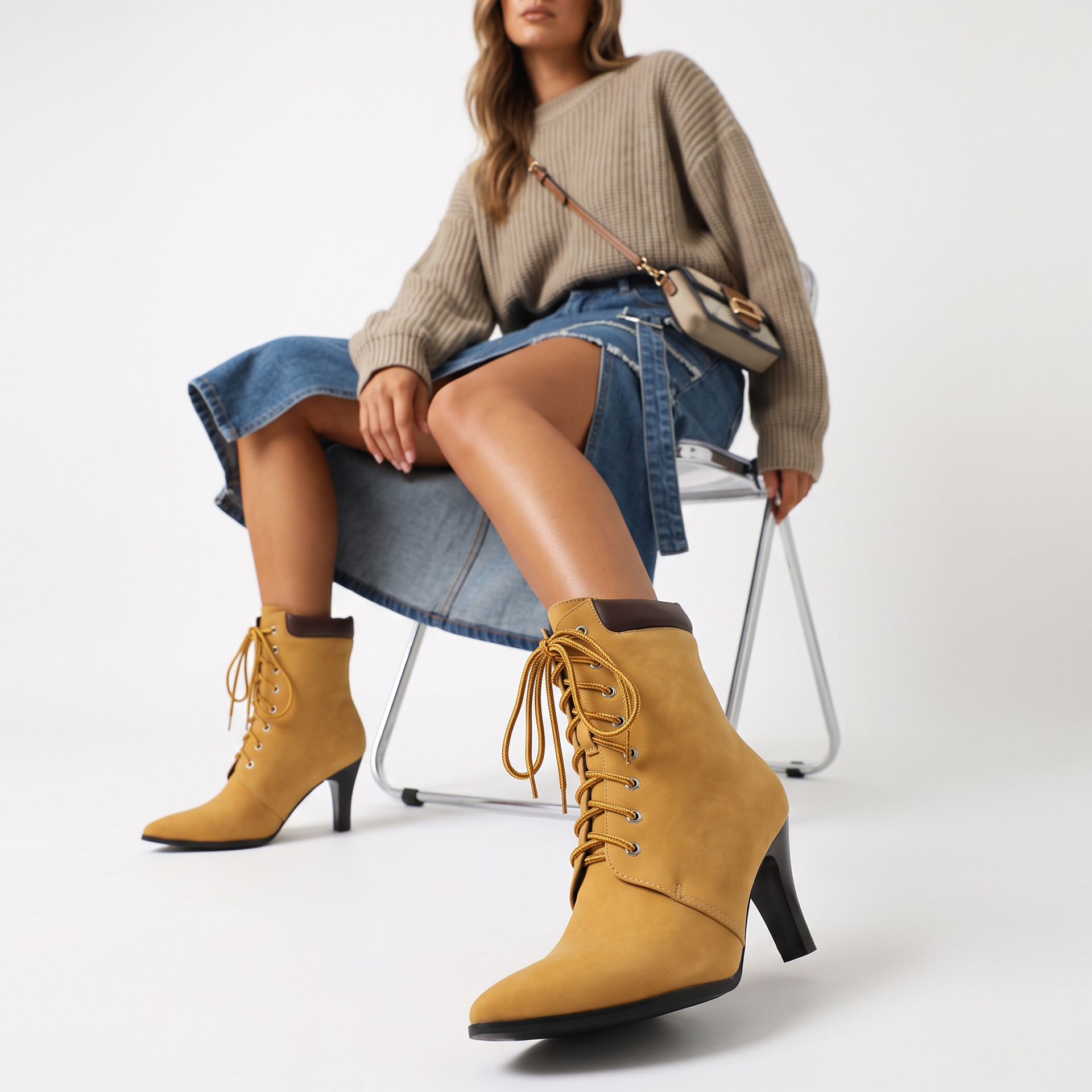 Low-cut Martin Boots Women's Pointed Toe Lace-up Ankle Boots Wide Sizes Autumn Winter Fashion Style Made to order, ships in 7 days - Image 2