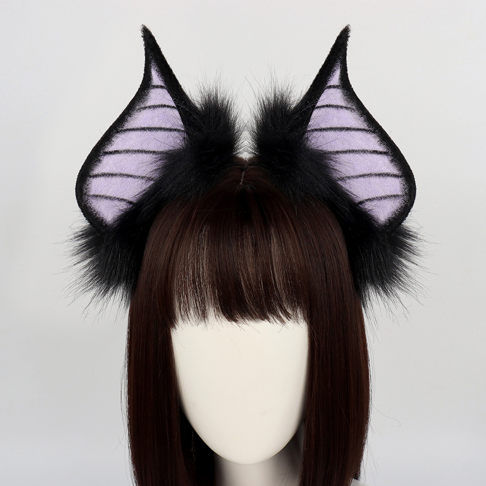 Halloween Dark Bat Animal Ears Headband Fake Hair Accessory for Cosplay Performance, Live Streaming Costume, Devil Themed Decoration - Image 4