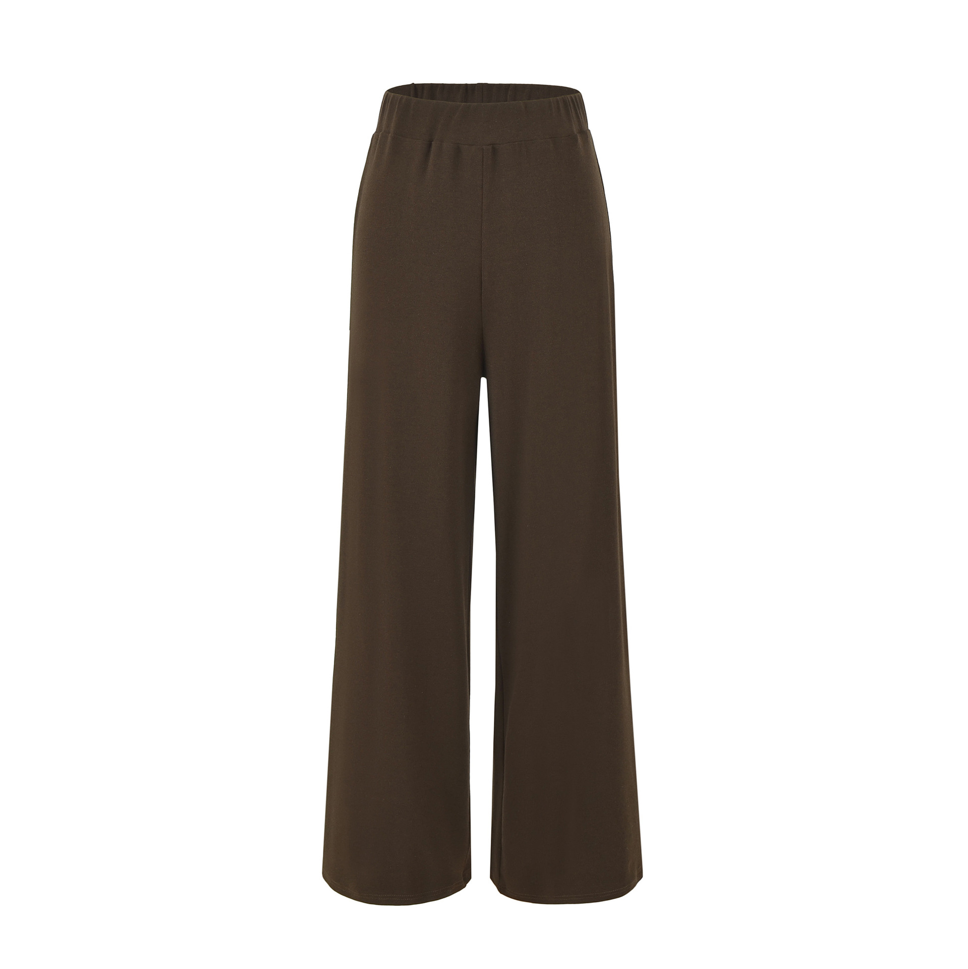 Long Sleeve Cross V-Neck T-Shirt and Elastic Waist Drape Wide Leg Pants Two Piece Set - Image 10