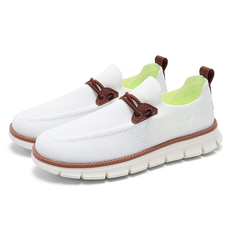 Lightweight lace up casual men's shoes breathable fly woven men's size - Image 25