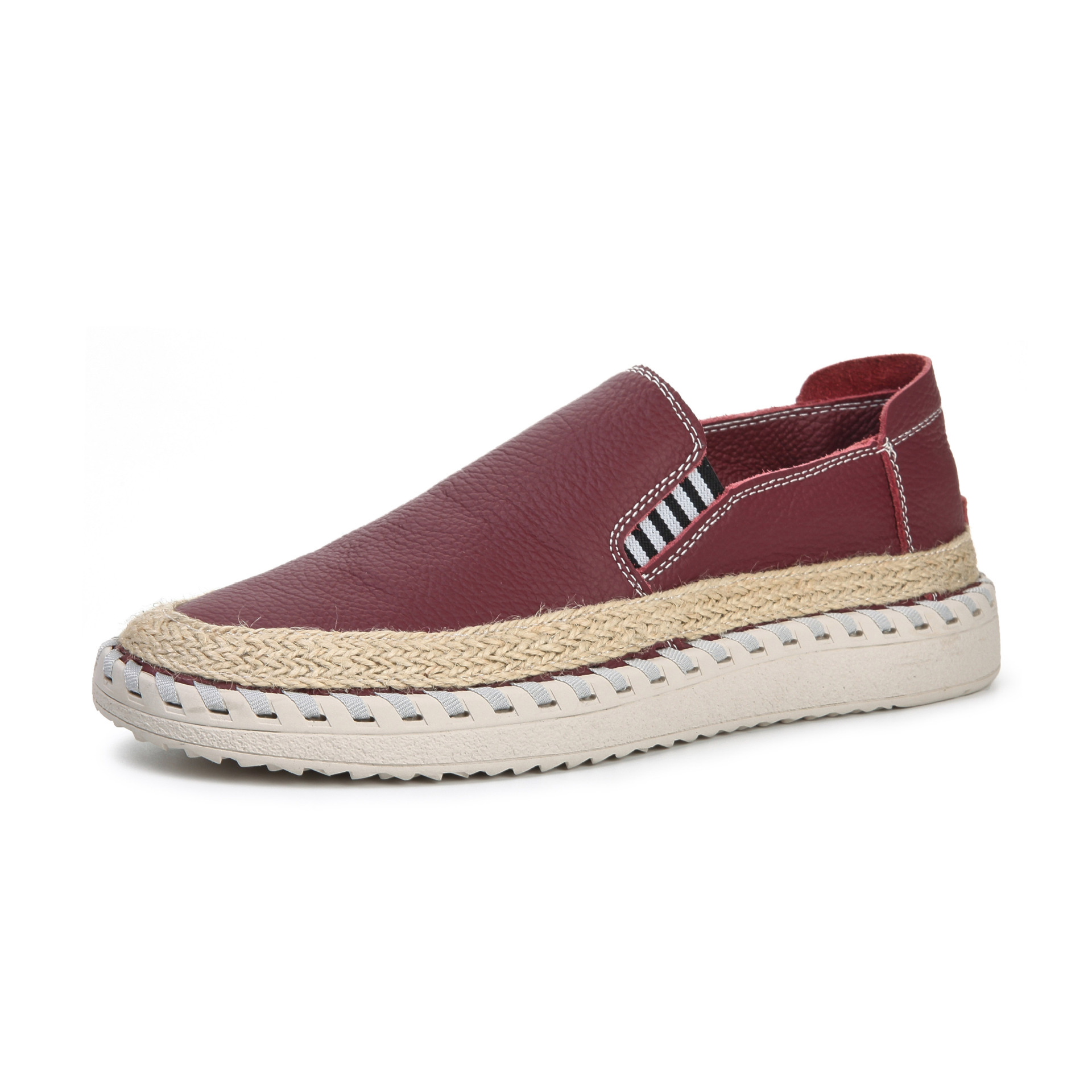 Handmade leather sewn massage shoe toe layer cowhide casual fisherman one foot men's shoes - Image 5