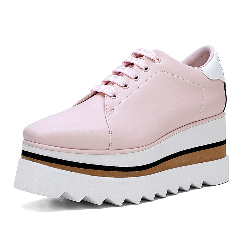 British Style Thick Platform Square Toe Wedge Heel Waterproof Platform Striped Platform Sole Tied Women's Single Shoes - Image 6