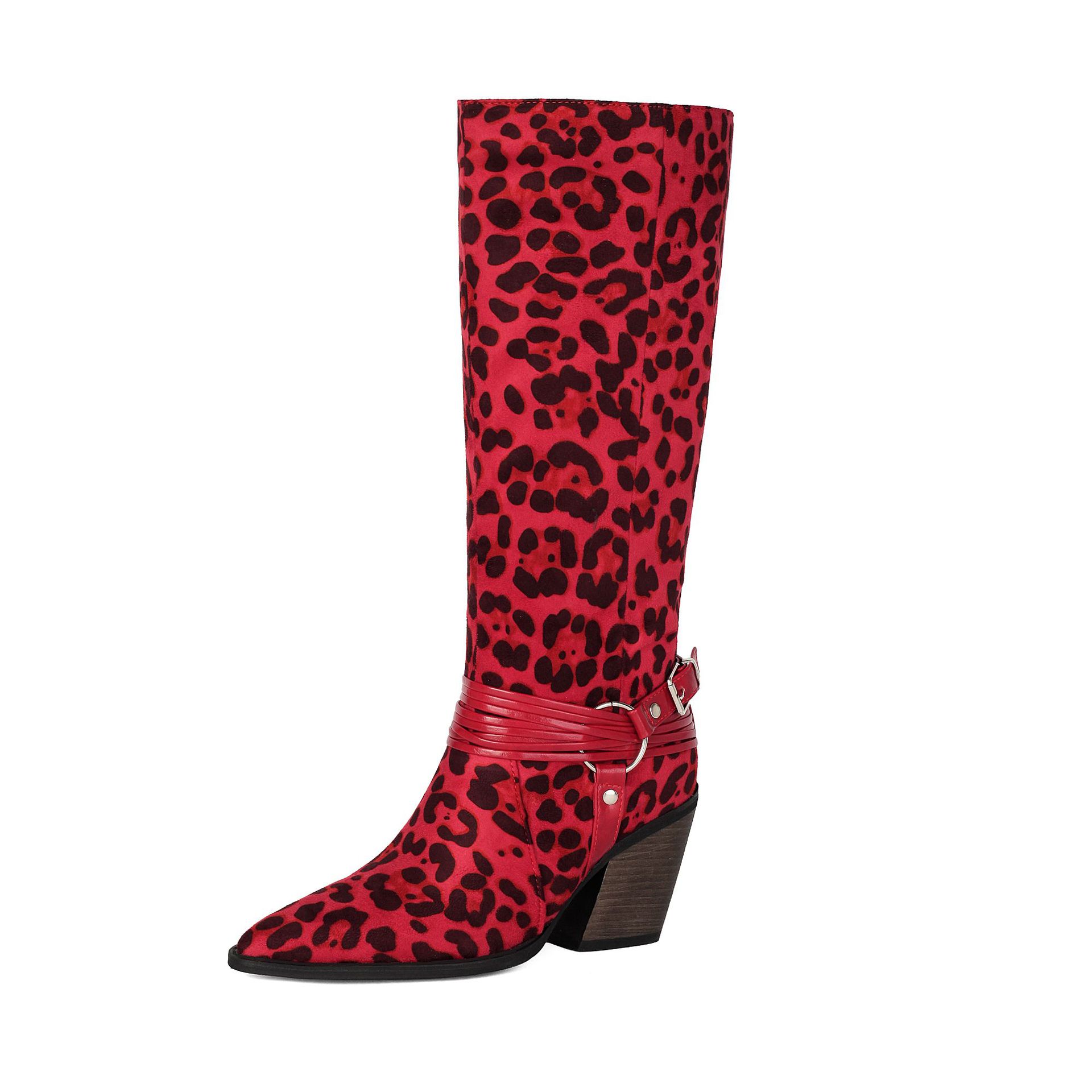 Western Style High Heel Boots for Women, Chunky Heeled, Pointed Toe, Over-the-Knee, Belt Buckle Detail Made to order, ships in 7 days - Image 6