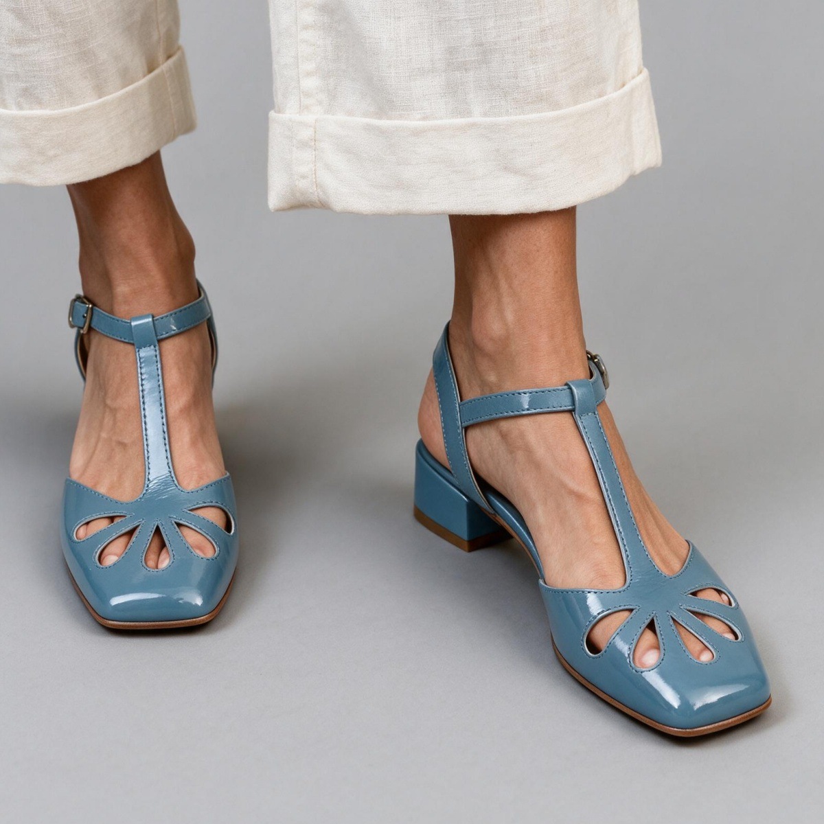 Made to order ships in 3–5 days Retro T-shaped buckle strap Roman hollow sandals for women - Image 6