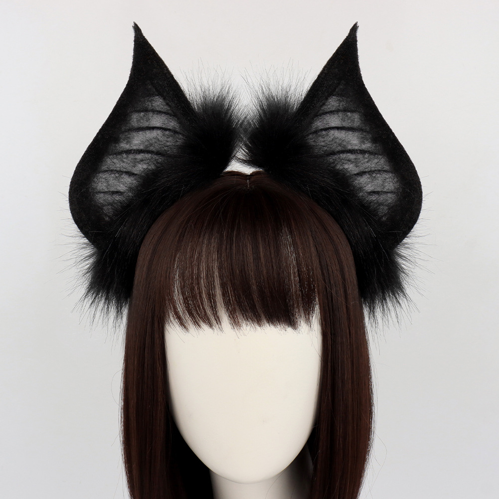 Halloween Dark Bat Animal Ears Headband Fake Hair Accessory for Cosplay Performance, Live Streaming Costume, Devil Themed Decoration - Image 2