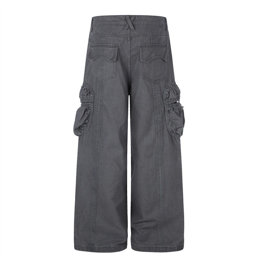 Men's Retro Workwear Cargo Pants Loose Fit Multi-Pocket Straight Leg Casual Trousers - Image 2