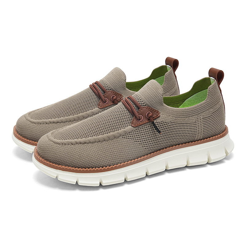 Lightweight lace up casual men's shoes breathable fly woven men's size - Image 22
