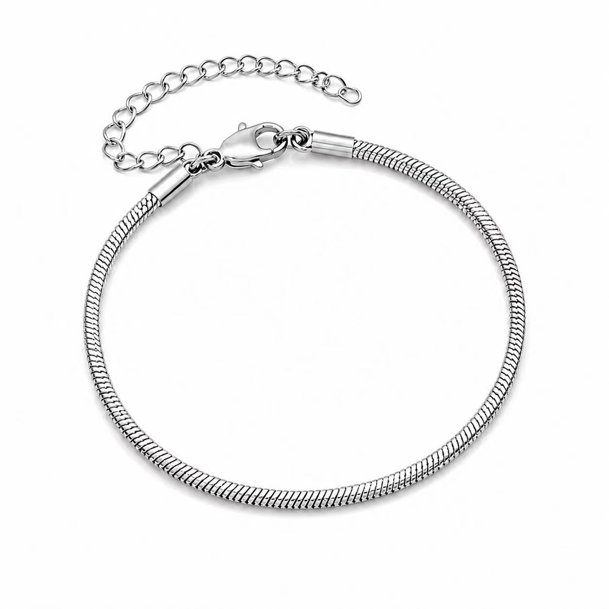 Stainless Steel Silver 3 Piece Set Bracelet Snake Chain Cube Link Jewelry for Men Women - Image 7