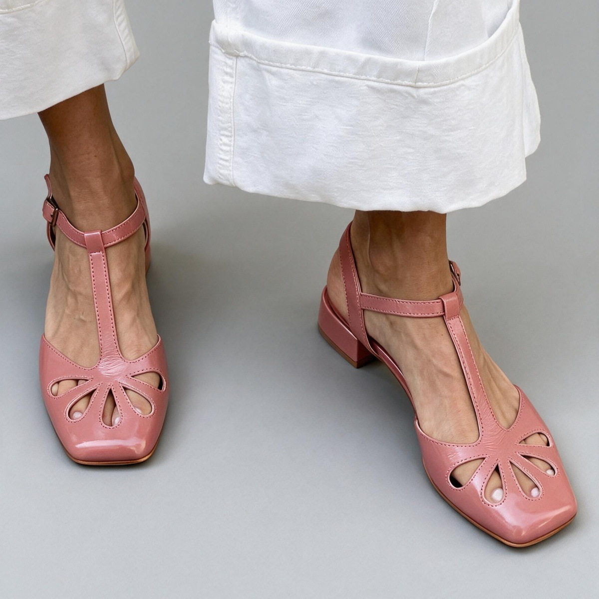 Made to order ships in 3–5 days Retro T-shaped buckle strap Roman hollow sandals for women - Image 2