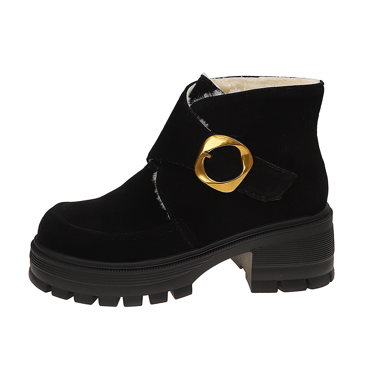 Chunky Heeled Over-the-Knee Boots with Belt Buckle, Faux Suede, High Heel, Thick Sole, Women's Winter Boots Made to order, ships in 7 days - Image 5