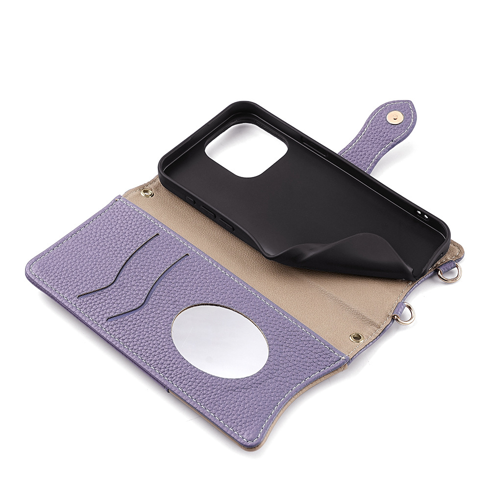Makeup mirror Apple 17 Promax crossbody phone case suitable for iPhone 15 stand 16 card insertion 13 phone case - Image 4