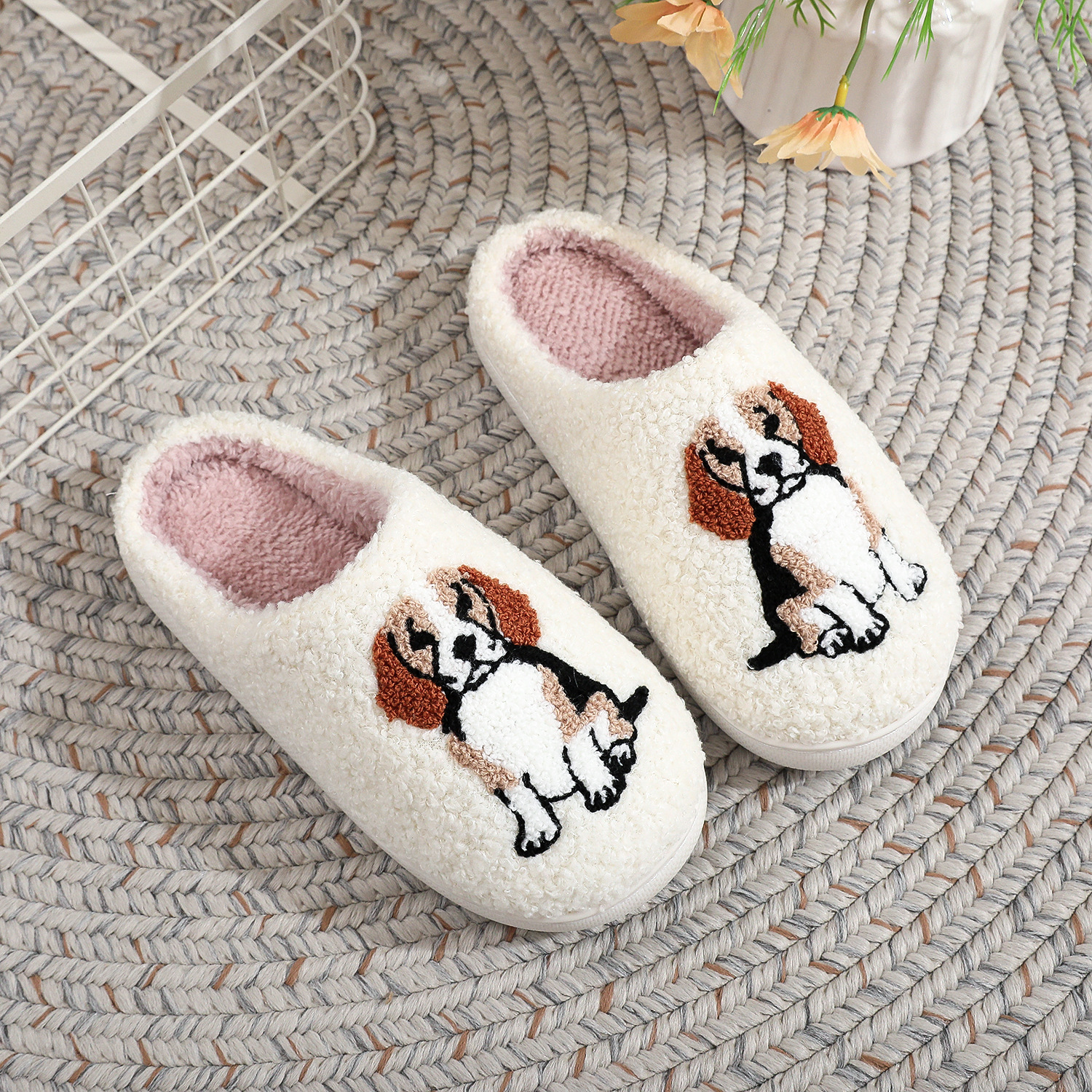 Beagle cotton home indoor anti slip cute cartoon dog slippers for women - Image 3