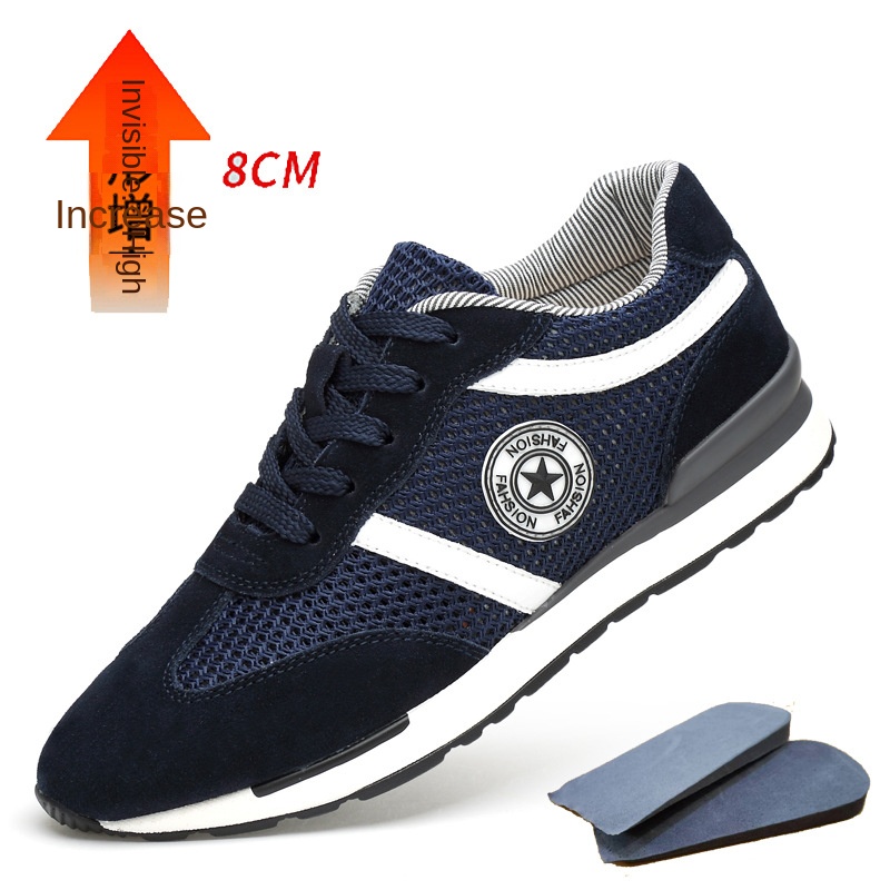 Men's Sports Casual Shoes Korean Style Men's Shoes Hidden Internal Height Increase 8CM Suede Vintage Running Shoes Men - Image 11
