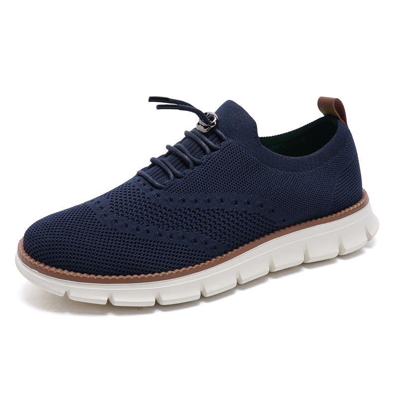 Lightweight lace up casual men's shoes breathable fly woven men's size - Image 19