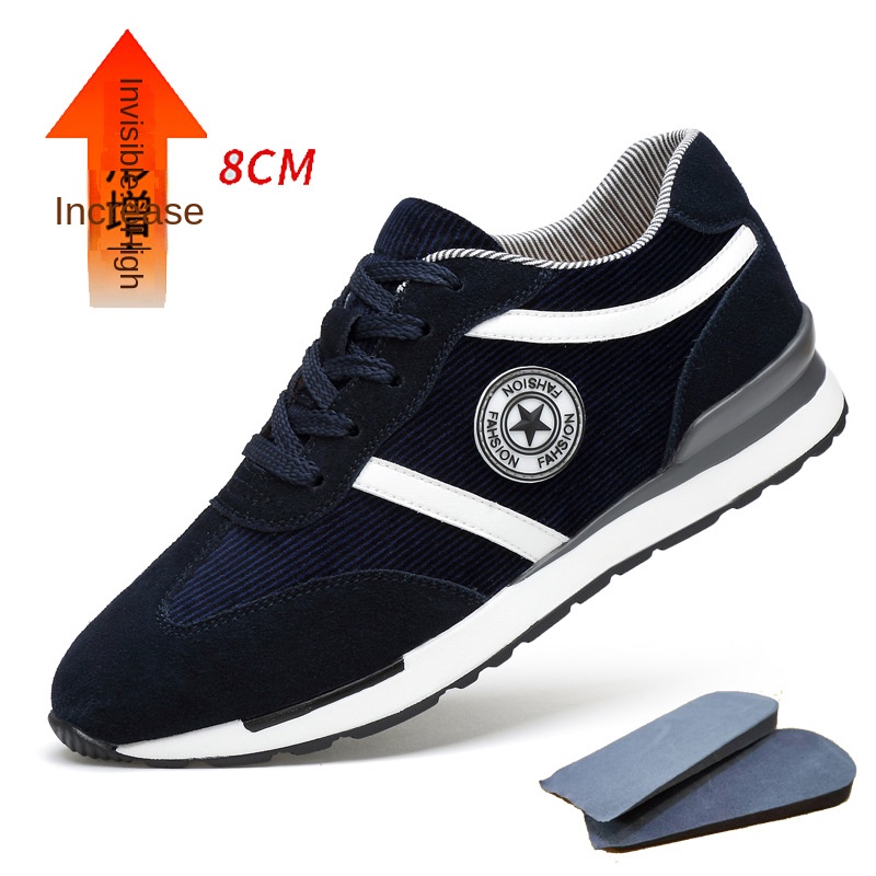 Men's Sports Casual Shoes Korean Style Men's Shoes Hidden Internal Height Increase 8CM Suede Vintage Running Shoes Men - Image 7
