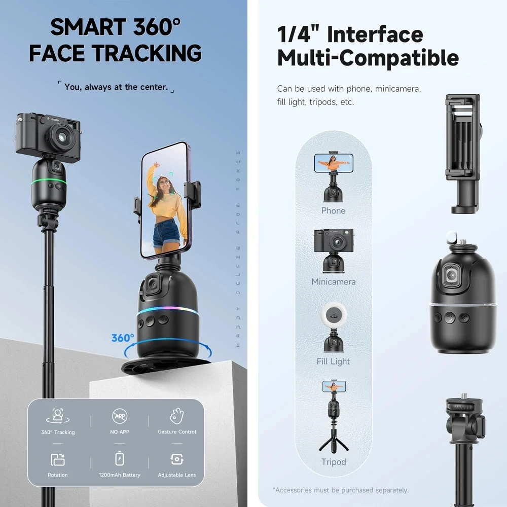 P03 AI Smart Gimbal 360° Auto Face Tracking Gimbal All-in-one Rotation For Smartphone video Vlog Stabilizer Phone Holder - Image 2