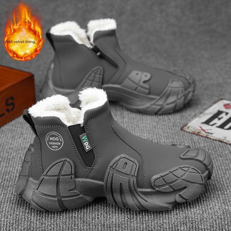 Men's waterproof and anti slip labor protection Martin boots with plush cotton shoes - Image 11