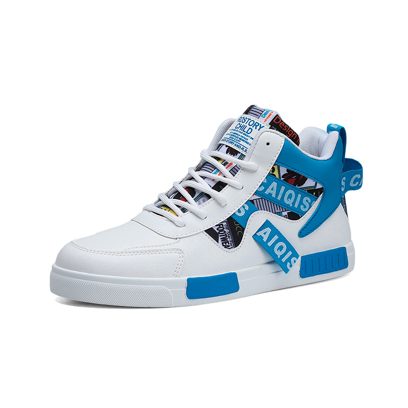 Four Seasons New Men's Casual Shoes Fashionable Outdoor Sports Shoes Trendy High Top Board Shoes - Image 6