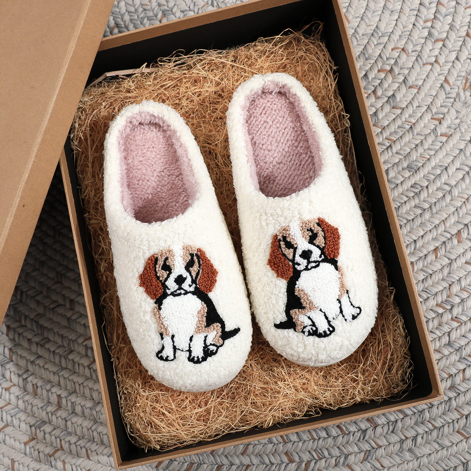 Beagle cotton home indoor anti slip cute cartoon dog slippers for women - Image 2