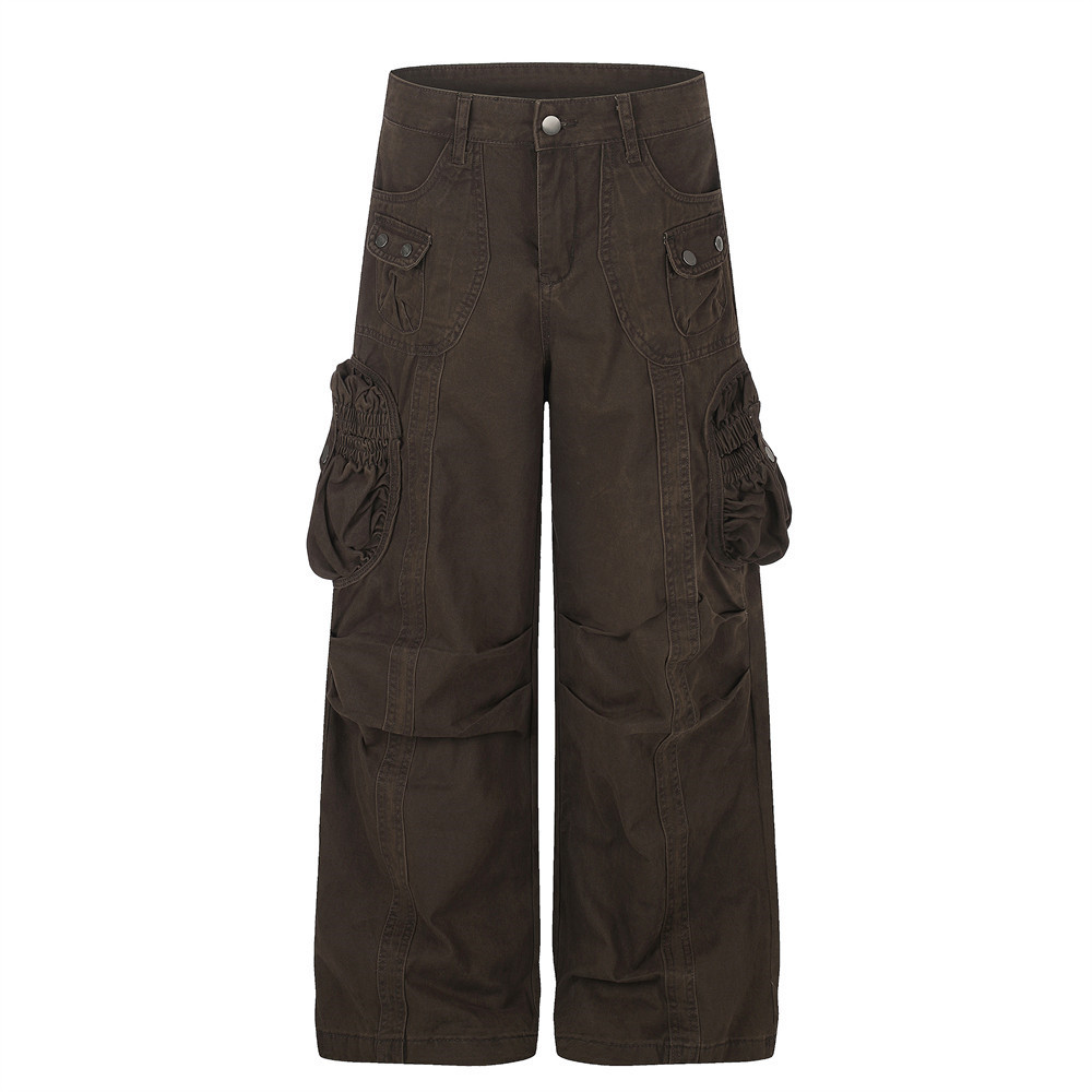 Men's Retro Workwear Cargo Pants Loose Fit Multi-Pocket Straight Leg Casual Trousers - Image 7