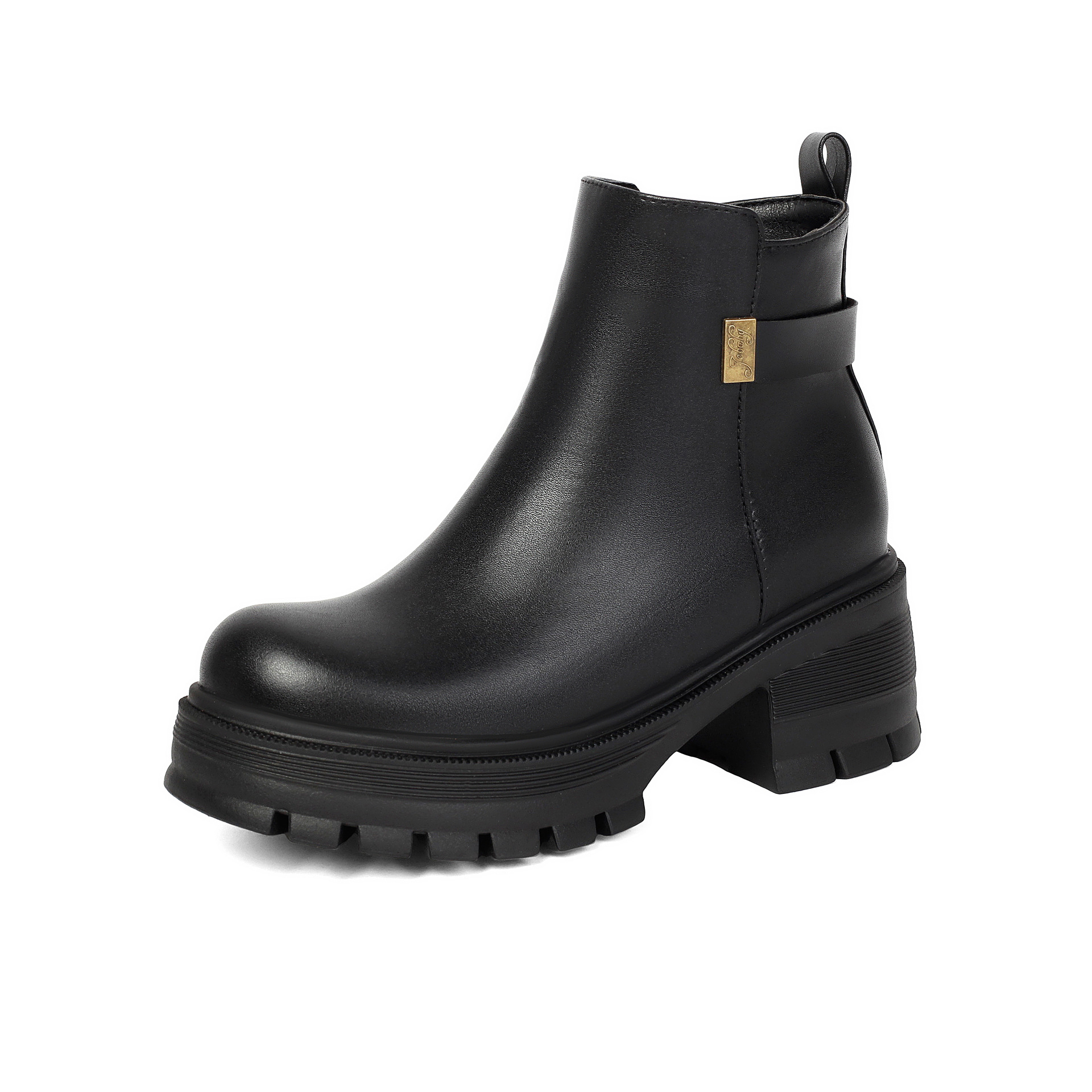 Autumn Winter High Heel Thick Sole 40-43 Large Size Side Zipper Suede Low Cuff Ankle Boots - Image 5