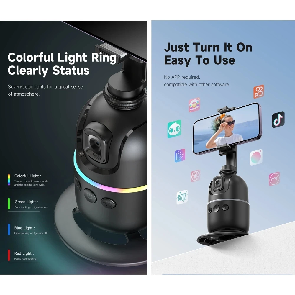 P03 AI Smart Gimbal 360° Auto Face Tracking Gimbal All-in-one Rotation For Smartphone video Vlog Stabilizer Phone Holder - Image 3