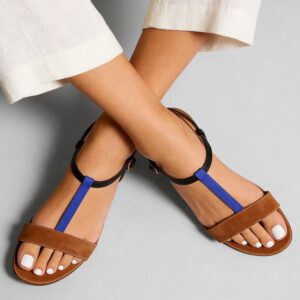 Made to order ships in 3–5 days Round toe casual flat sandals with open toe and one button beach shoes for women
