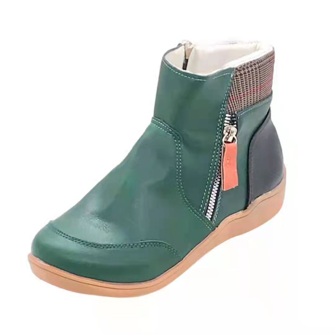 Zipper flat bottom casual snow boots cotton boots thick sole - Image 6