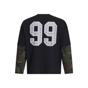 Men's Casual Loose Long Sleeve Camouflage Splicing T-Shirt