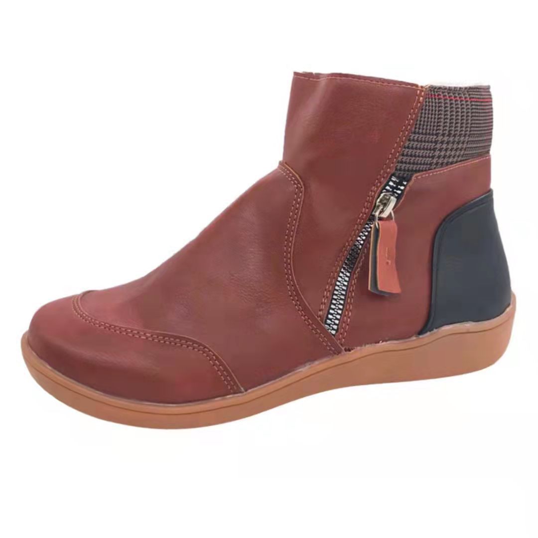 Zipper flat bottom casual snow boots cotton boots thick sole - Image 10