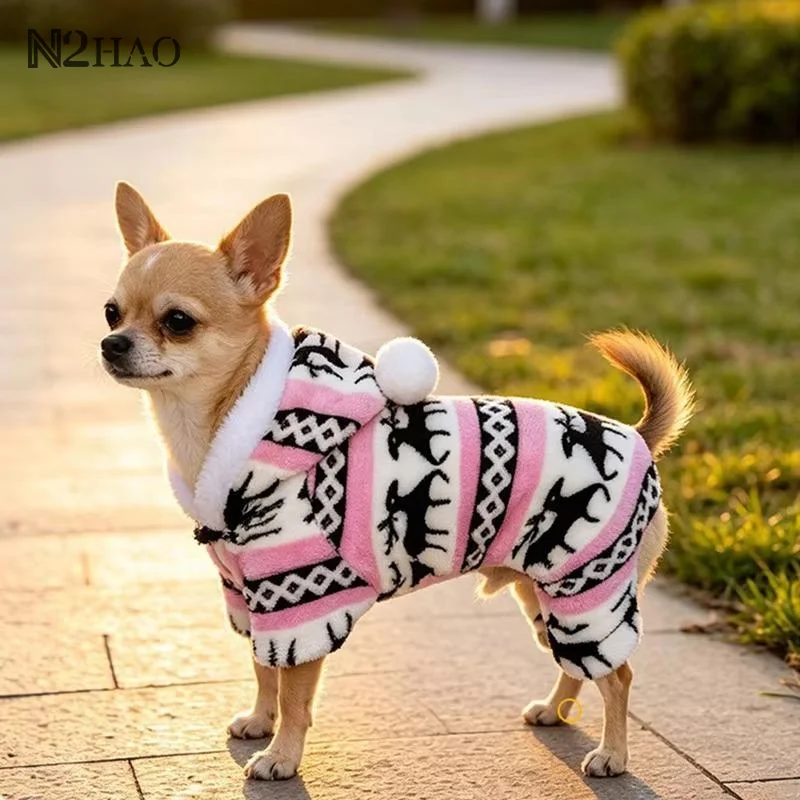 Thermal Fleece Dog Coat Christmas Design Warm Dog Pajamas Soft Puppy Jumpsuit for Small Medium Dogs Xmas Gift Pet Apparel - Image 2
