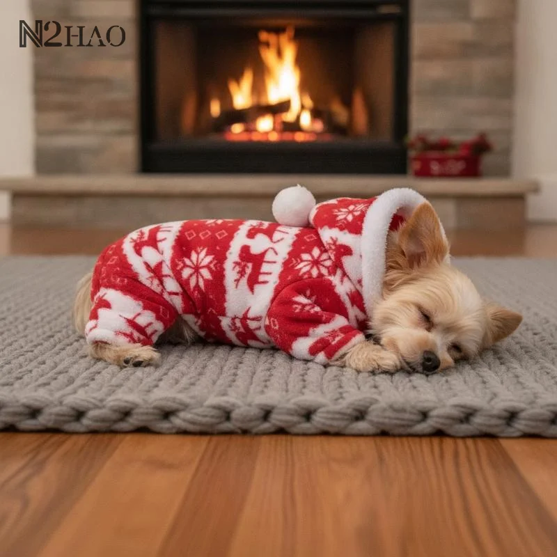 Thermal Fleece Dog Coat Christmas Design Warm Dog Pajamas Soft Puppy Jumpsuit for Small Medium Dogs Xmas Gift Pet Apparel - Image 6