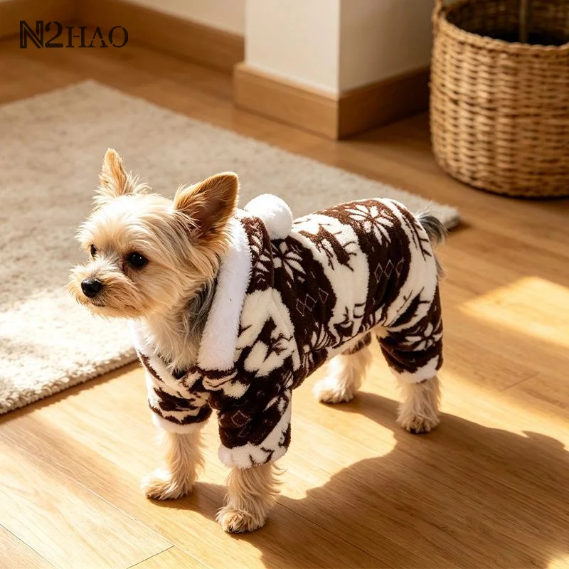 Thermal Fleece Dog Coat Christmas Design Warm Dog Pajamas Soft Puppy Jumpsuit for Small Medium Dogs Xmas Gift Pet Apparel - Image 3